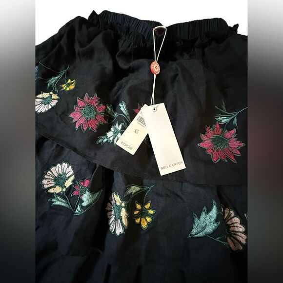 Red Carter Women Skirts Boho Black Tiered Embroidered Floral Skirt XS NWT - Picture 2 of 7